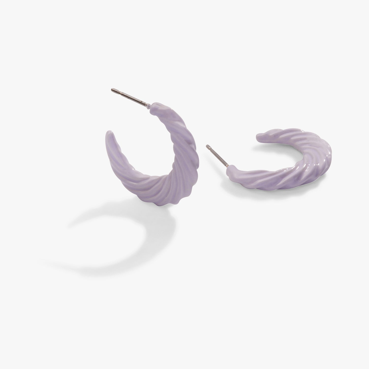 Textured Huggie Hoops, Lavender