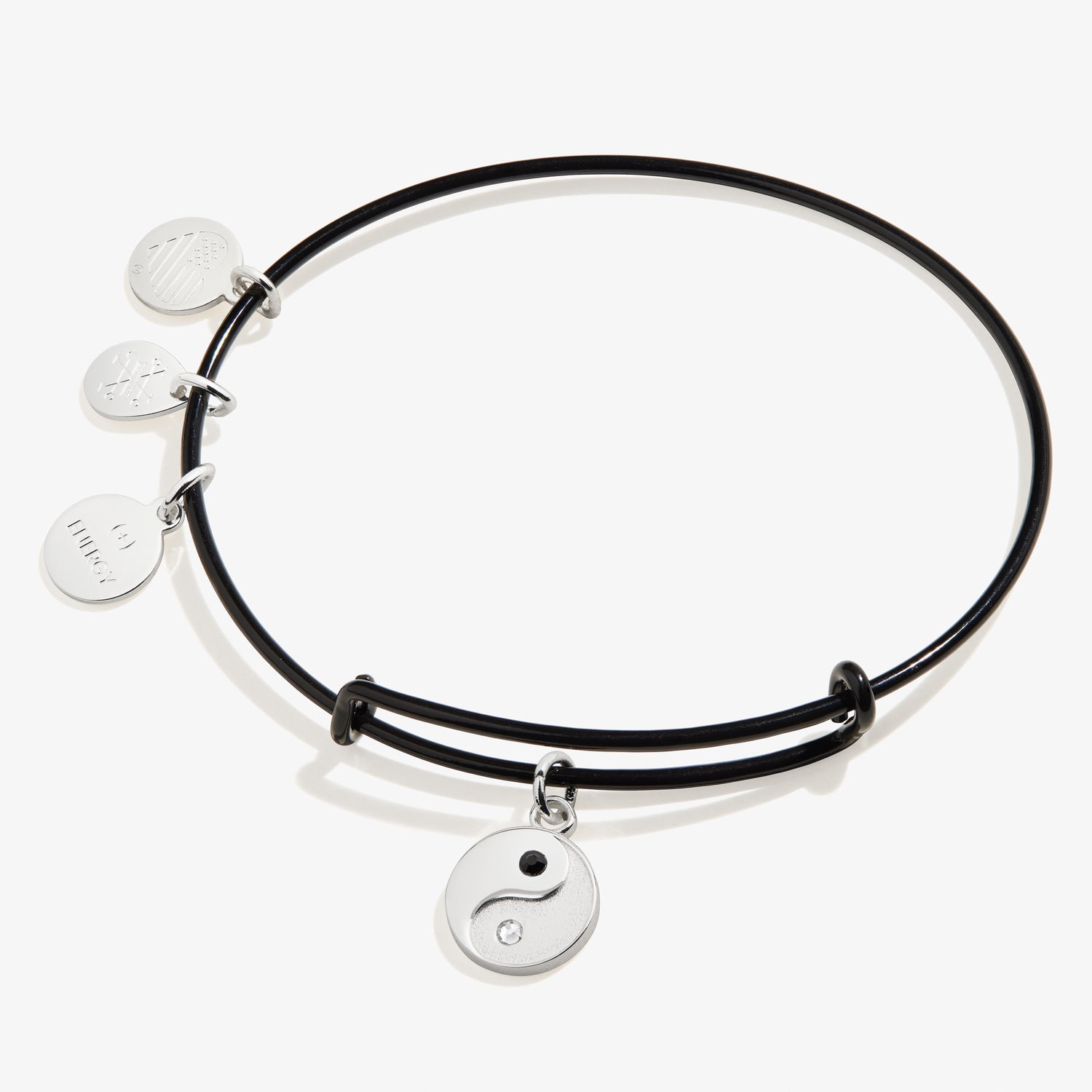 Yin Yang Charm Bangle Bracelet, Black