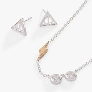 HARRY POTTER™ Glasses and Deathly Hallows Necklace and Earring Set Two Tone Precious