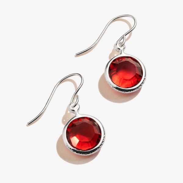 January Scarlet Birthstone Earrings, Shiny Silver, Alex and Ani