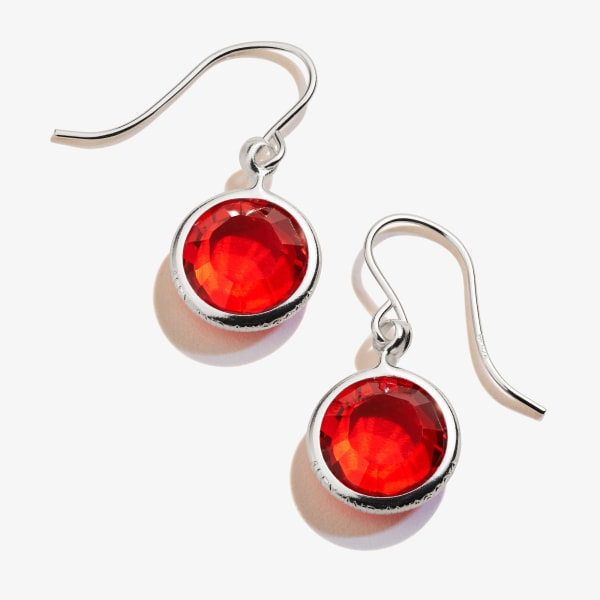 July Ruby Birthstone Earrings, Shiny Silver, Alex and Ani