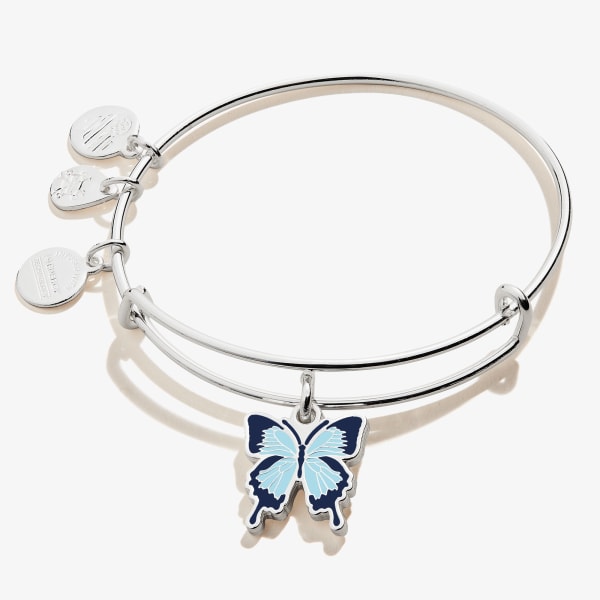 Blue Swallowtail Butterfly Charm Bangle, Shiny Silver, Alex and Ani