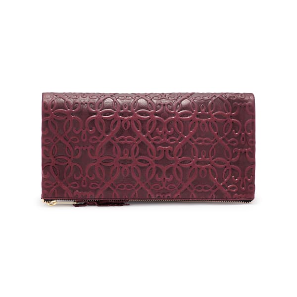 Fold Over Leather Clutch, Burgundy, Alex and Ani