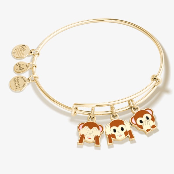 See, Hear, Speak No Evil Monkey Emoji Charm Bracelet